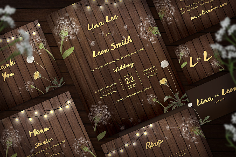 Dandelion Wedding Invitation Set in Wedding Templates - product preview 8
