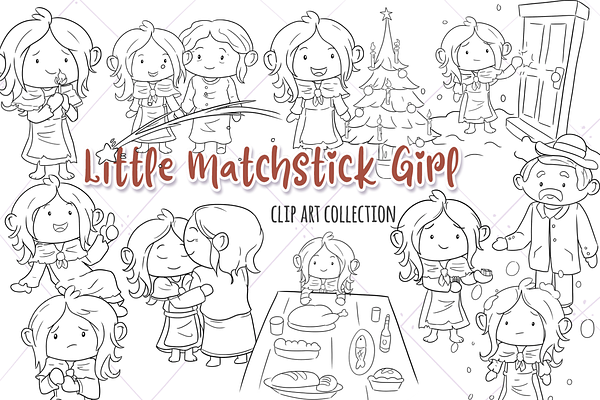 Little Matchstick Girl Digital Stamp