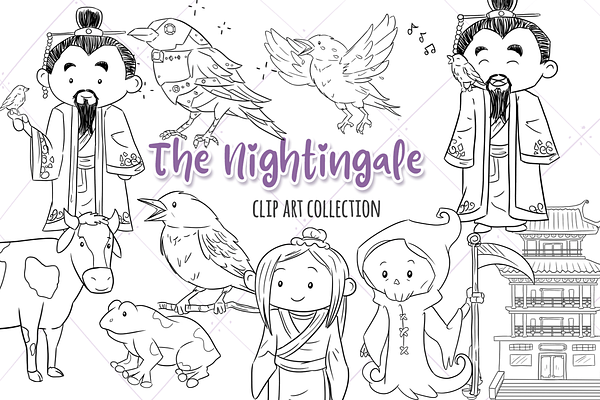 Nightingale Fairy Tale Digital Stamp