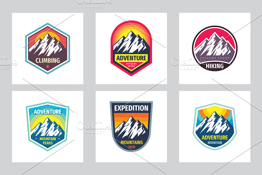Mountain Badge Vector Logo Set