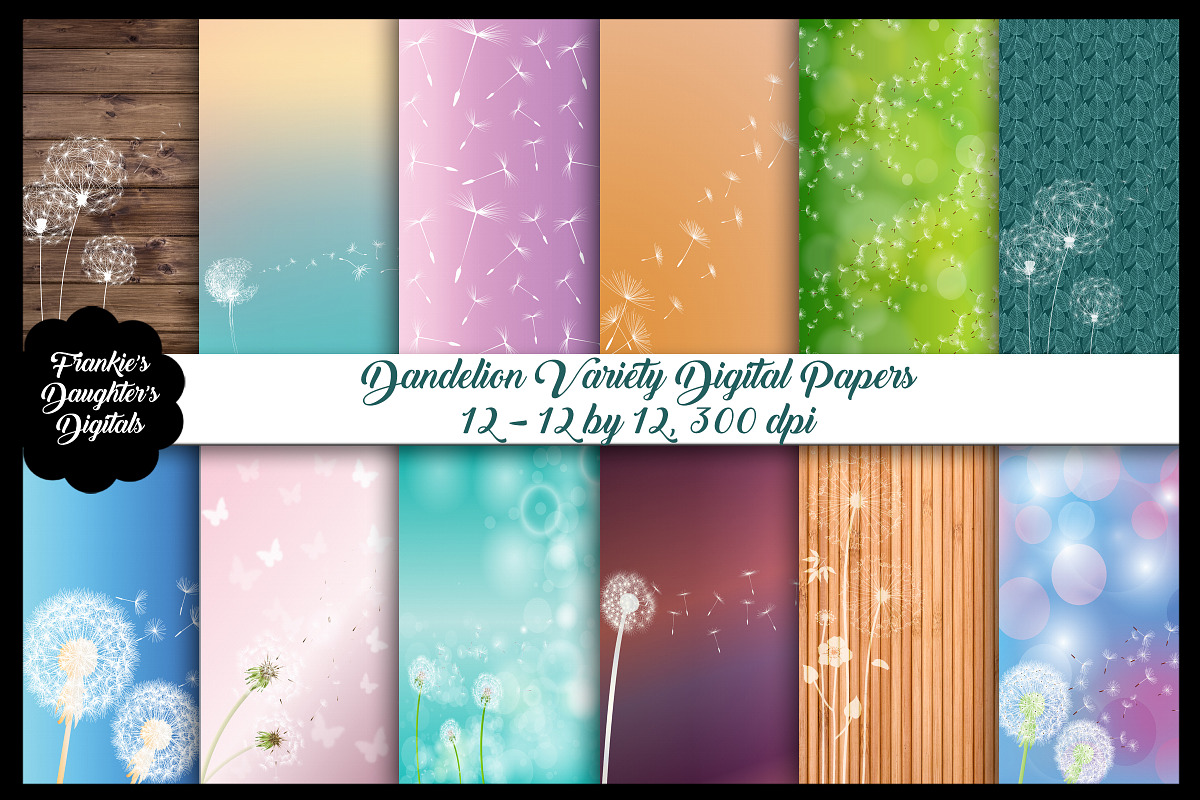 Dandelion Variety Digital Papers in Illustrations - product preview 8
