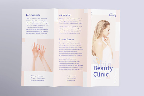 Skin Beauty Clinic Brochure Trifold in Brochure Templates - product preview 1
