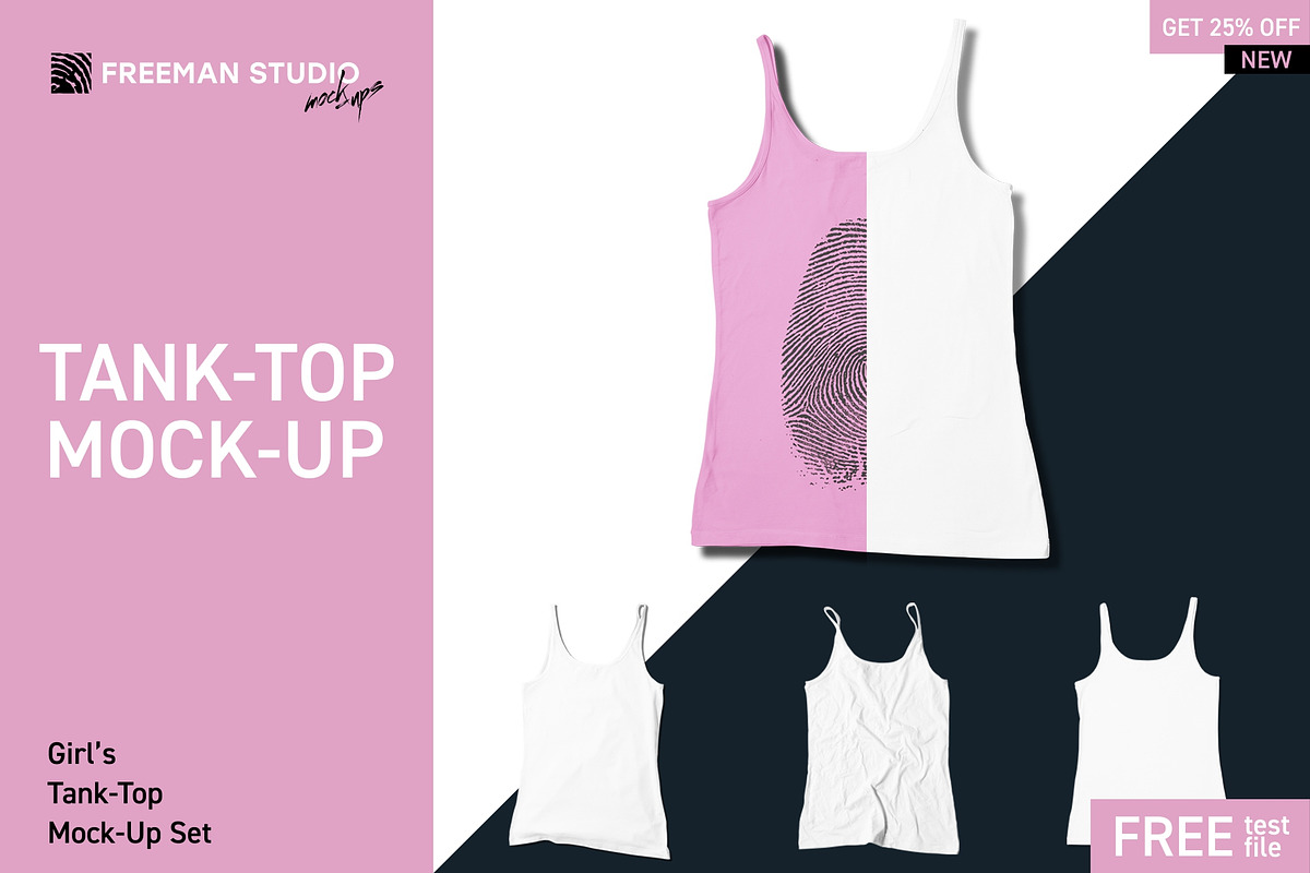 Girl's Tank-Top Mock-Up Set in Product Mockups - product preview 8