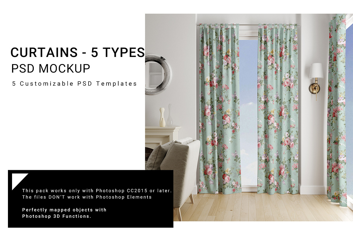 Curtains - 5 Types in Product Mockups - product preview 8