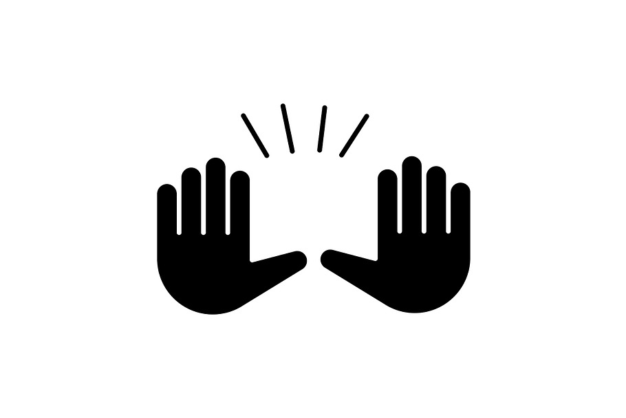 Raising hands gesture glyph icon