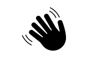 Waving hand gesture emoji glyph icon