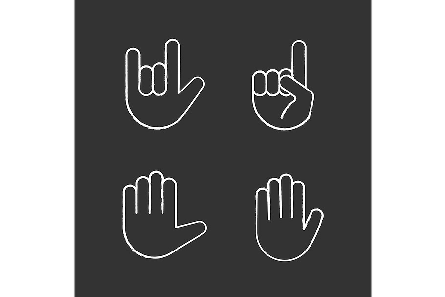 Hand gesture emojis chalk icons set in Icons - product preview 8