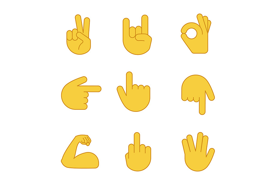 Hand gesture emojis color icons set in Icons - product preview 8