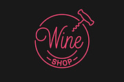 Wine shop logo. Round linear logo