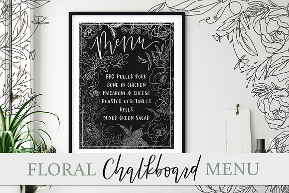 Floral Chalkboard Menu in Wedding Templates - product preview 2