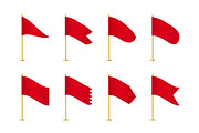 Realistic red advertising flag set
