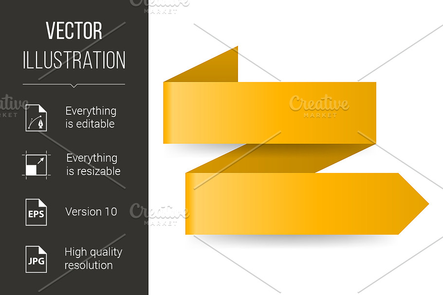 Yellow paper arrow in Graphics - product preview 8