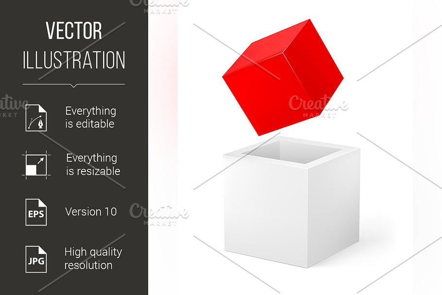 Red and white cube in Graphics - product preview 8