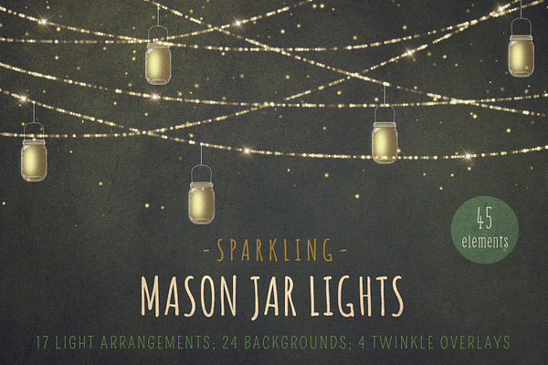 Mason jar lights clipart