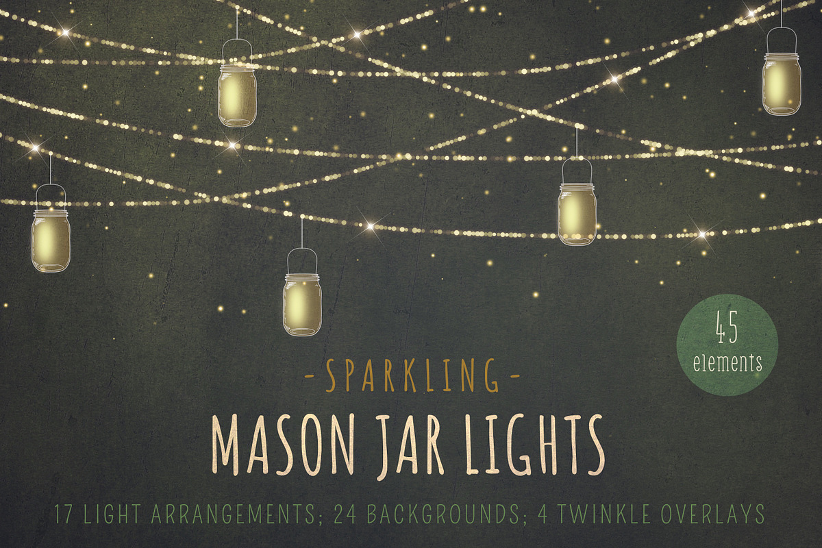 Mason jar lights clipart in Illustrations - product preview 8