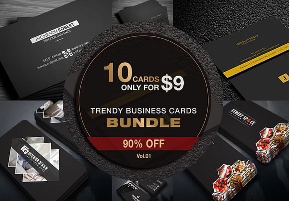 10 Trendy Business Cards Bundle V.1 in Business Card Templates - product preview 10