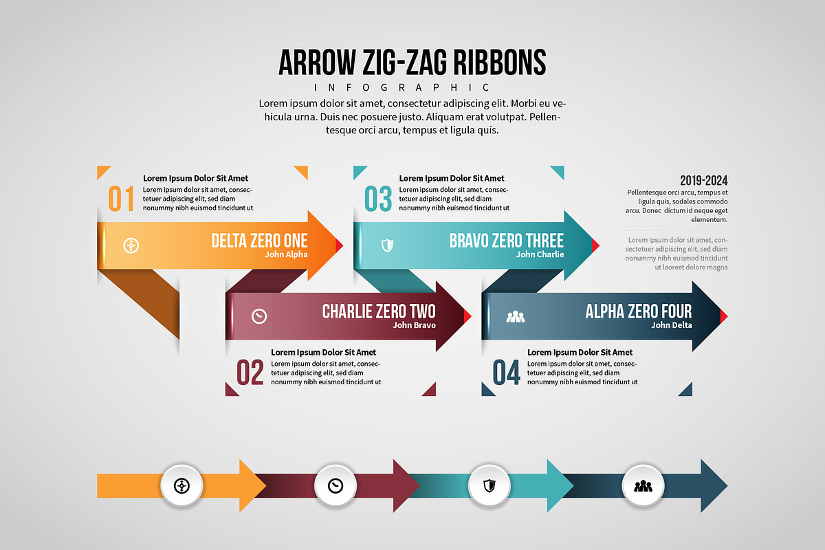 Arrow Zig-Zag Ribbons Infographic in Web Elements - product preview 8
