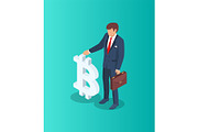Businessman with Bitcoin Sign Vector
