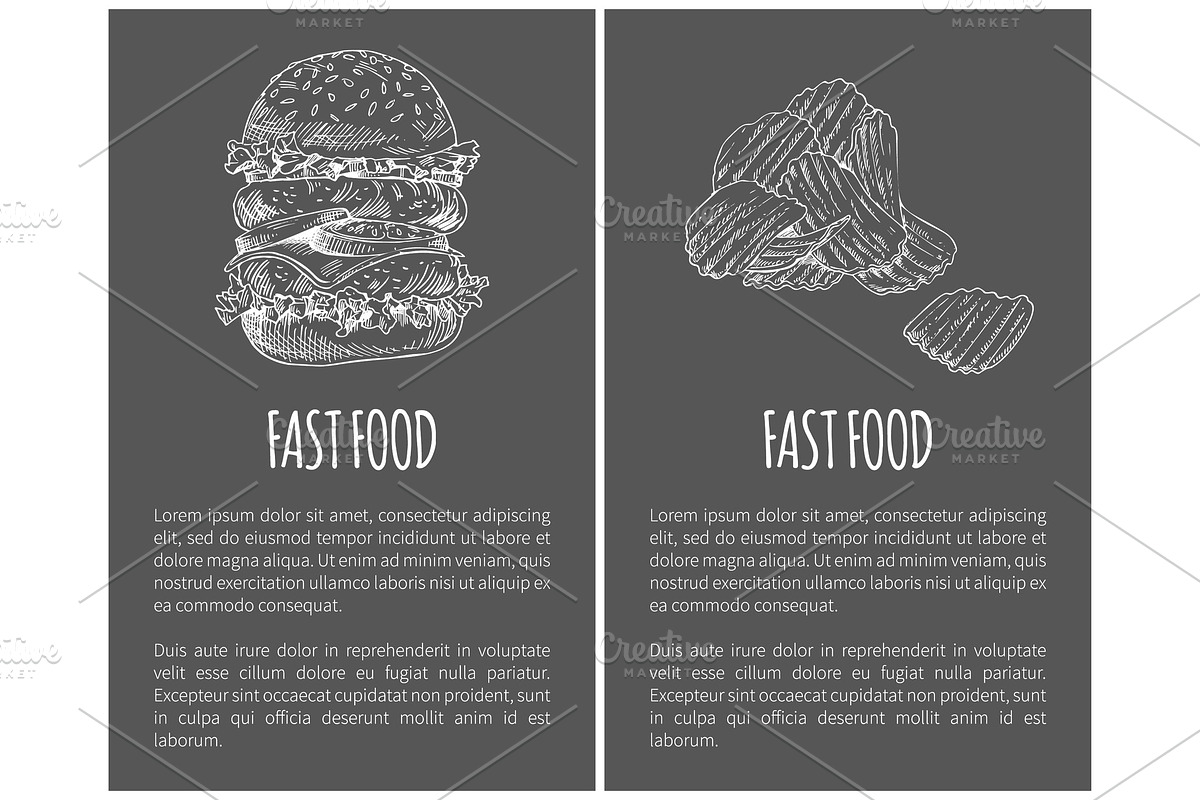 Fast Food Chips and Hamburger Vector in Illustrations - product preview 8