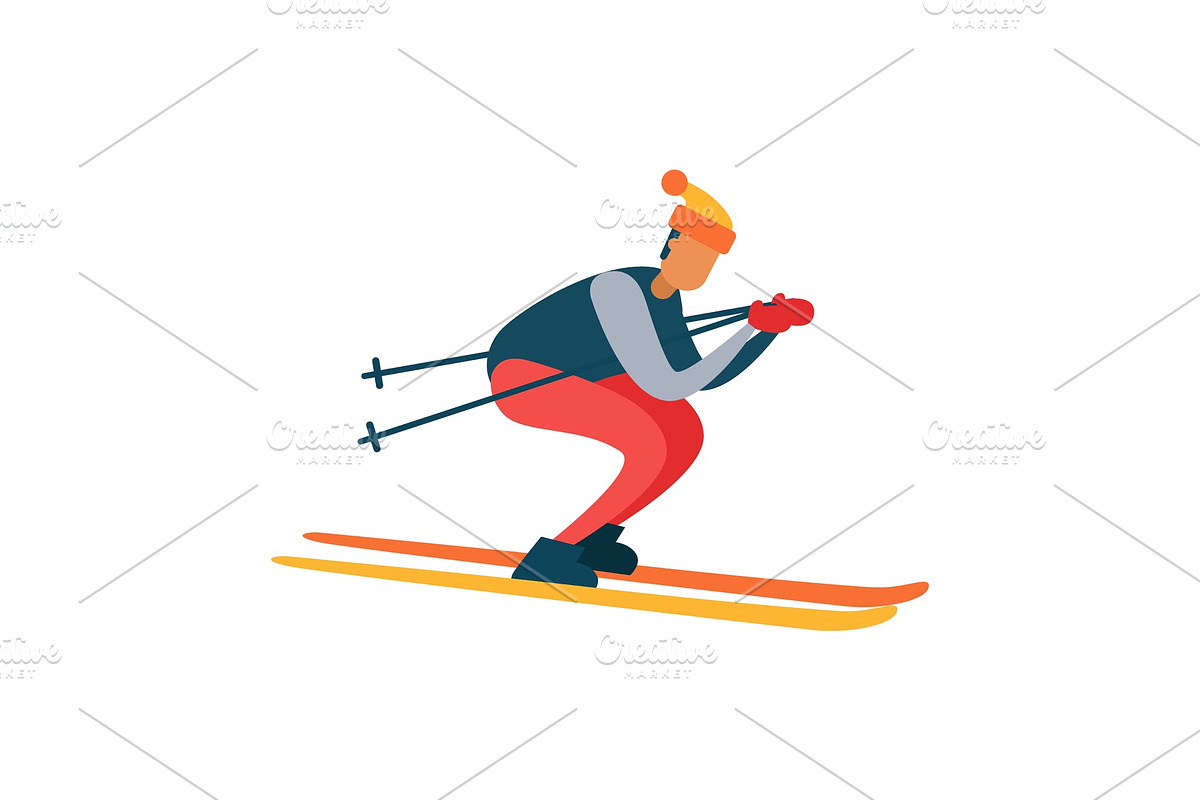 Experienced Skier on Fast Skis in Illustrations - product preview 8