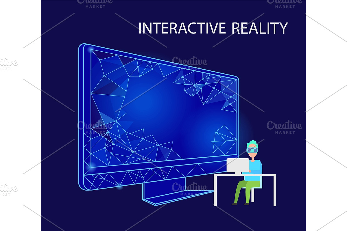 Interactive Reality Person with VR in Illustrations - product preview 8