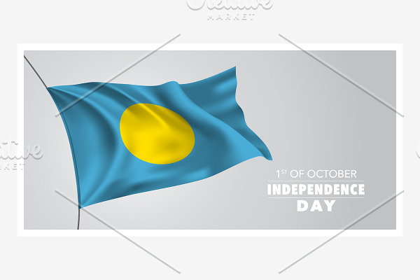Palau independence day vector card