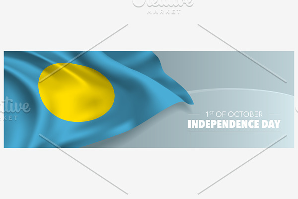 Palau independence day vector banner