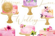 Watercolor Wedding Cake Clipart