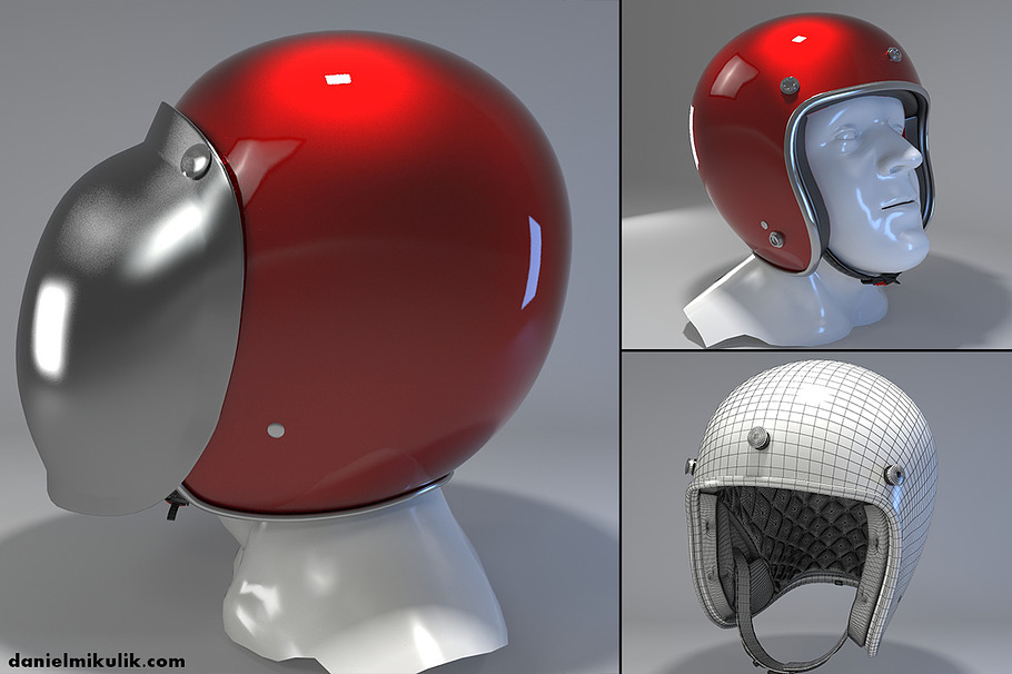 Retro Motorcycle Helmet in Appliances - product preview 3