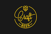 Craft beer logo. Round linear logo.