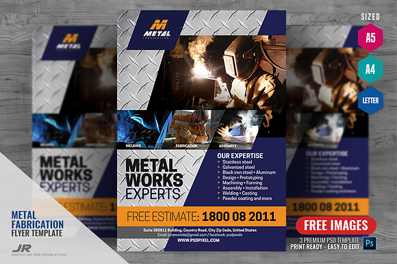 Steel Works and Fabrication Flyer in Flyer Templates - product preview 3