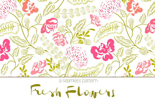 Fresh Flowers - Seamless Pattern