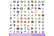 100 business day icons set
