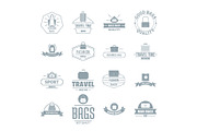 Travel baggage logo icons set
