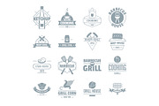 Barbecue grill logo icons set