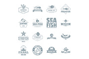 Fish sea logo icons set