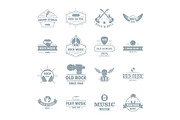 Rock music logo icons set