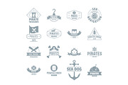 Pirate logo icons set, simple style