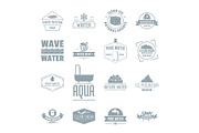 Water logo icons set, simple style