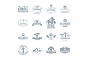 Mushroom forest logo icons set