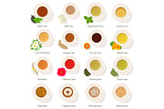 Cup drink top view icons set
