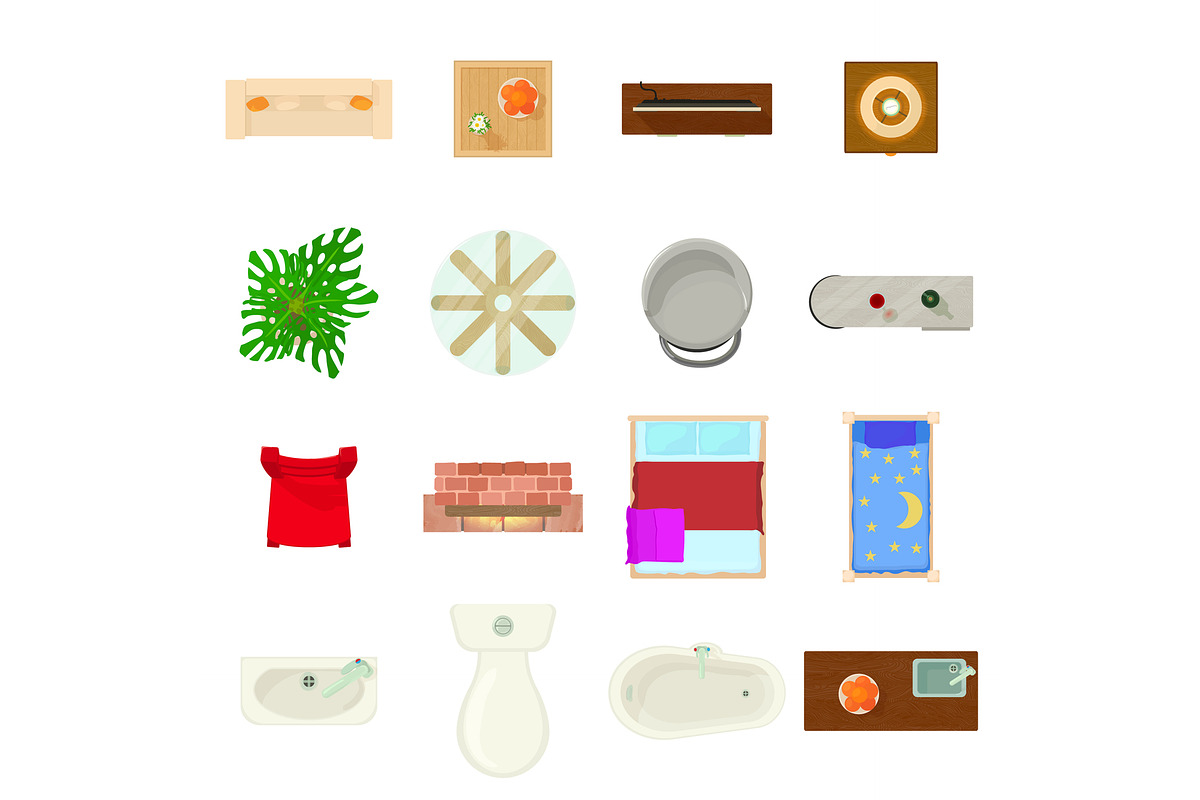 Furniture plan icons set in Illustrations - product preview 8