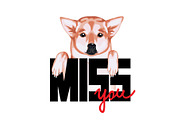 Tshirt print Miss You with Dog and