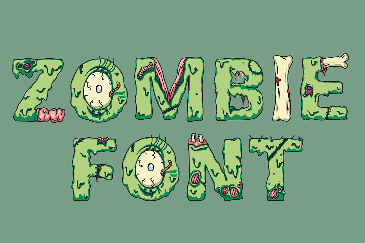 Scary zombie monster halloween font in Halloween Fonts - product preview 8