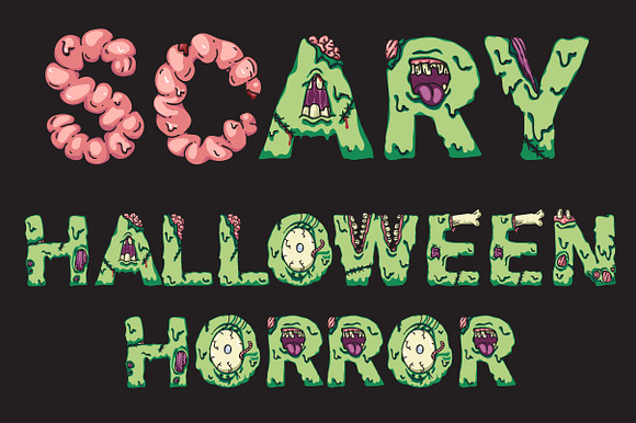 Scary zombie monster halloween font in Halloween Fonts - product preview 7