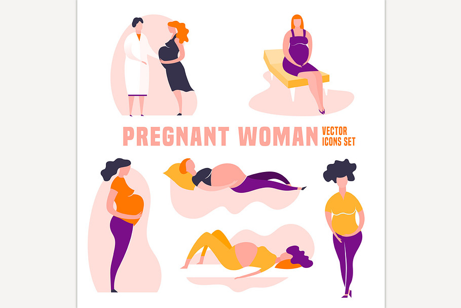 Pregnancy icons set