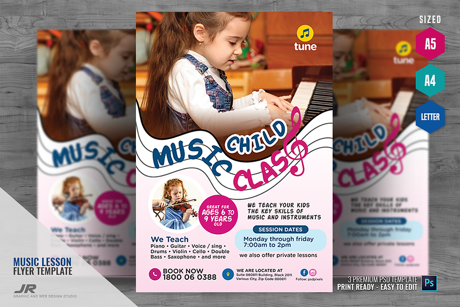Music Class for Children Flyer in Flyer Templates - product preview 8