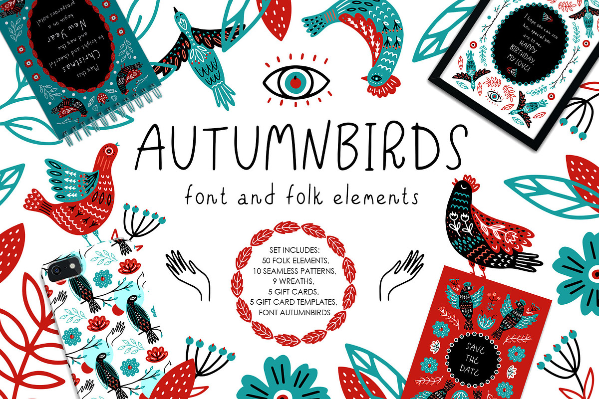 Autumnbirds  - font and folk element in Script Fonts - product preview 8