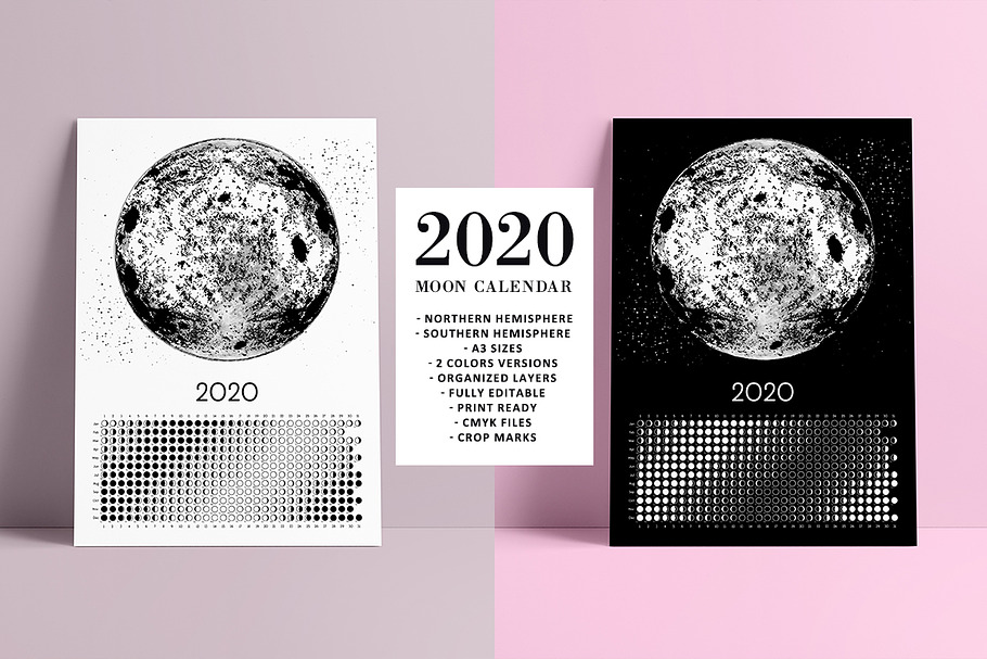 Moon Calendar 2020 Black&White