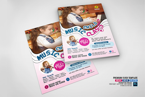 Music Class for Children Flyer in Flyer Templates - product preview 4